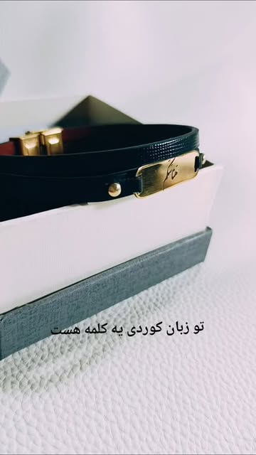 دستبند دولاین مارک استیل سفارشی هناسکم چرم گاوی